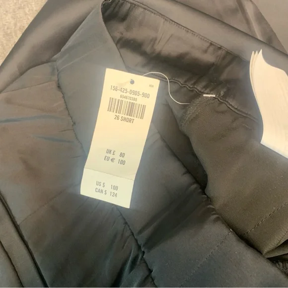 A&F Sloane Tailored Satin Trousers Pant 26/2 short Black High Rise Wide Leg NWT - Picture 11 of 12